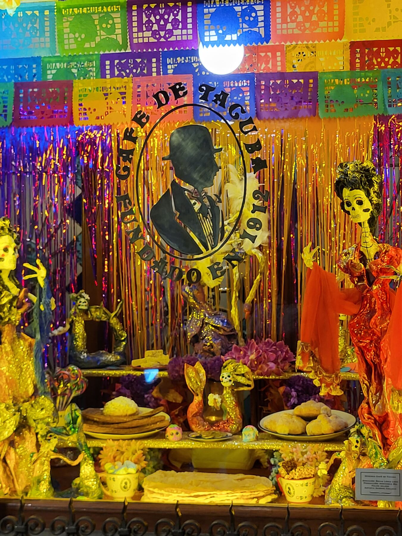 Day of the Dead ofrenda altar decorated with marigolds in Mexico City