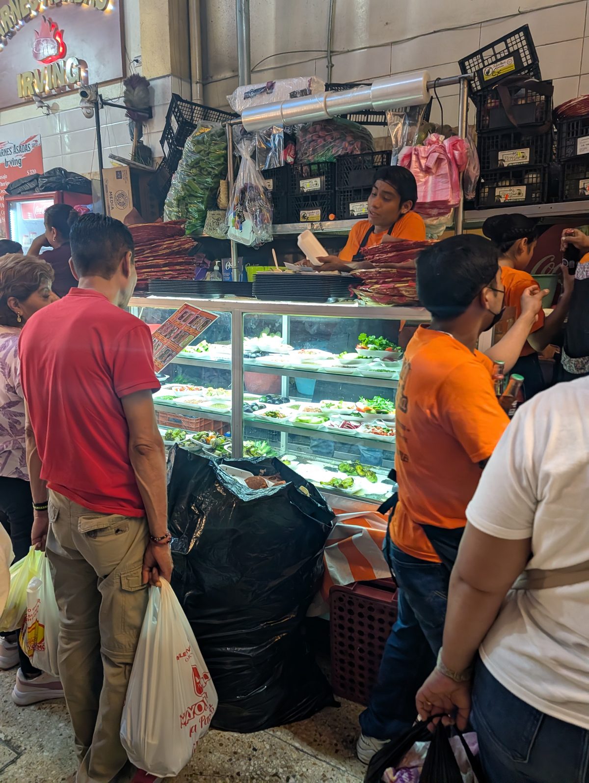 Vegetable and salsa stall at Pasillo de Humo in Oaxaca
